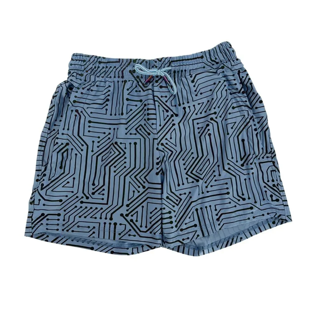 Gay Almanac By PandaTak Blue Circuit Weekender Shorts Flash Reflective‎ NWOT